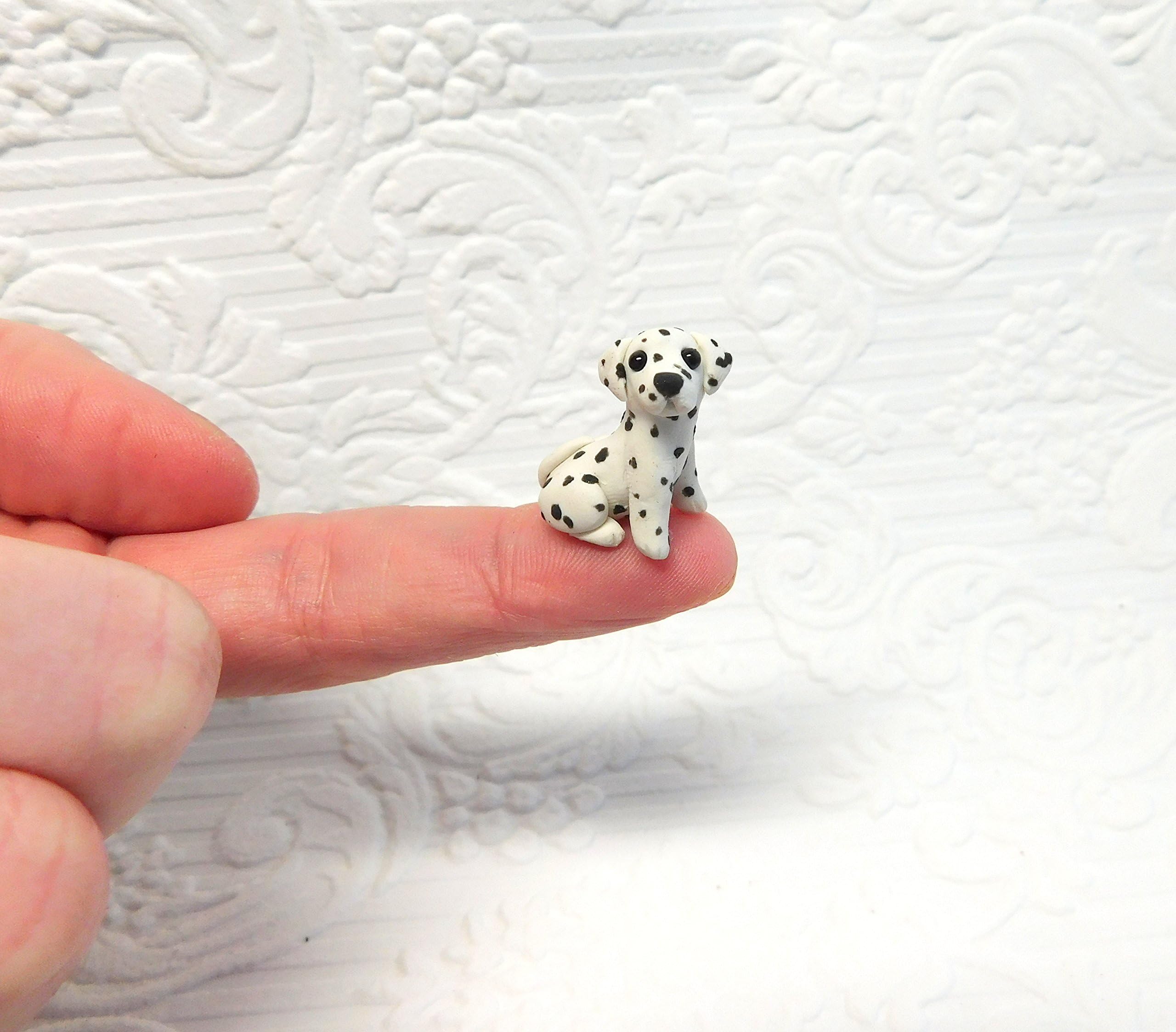Dalmatian 20mm Wittle Wee Miniature Collection hand sculpted clay sculptures by Raquel at the WRC micro miniature