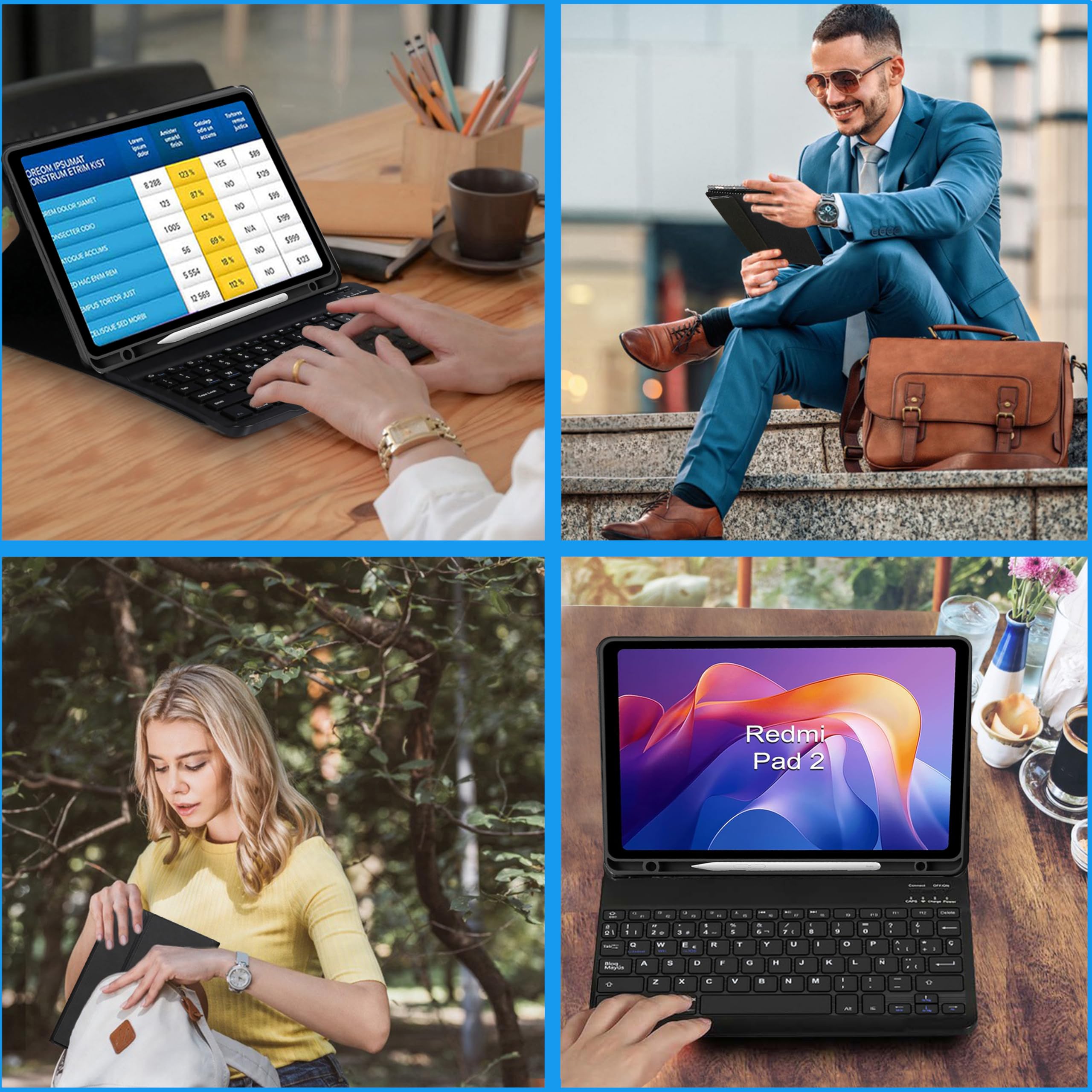 Funda Teclado para Xiaomi Redmi Pad 2 /Redmi Pad SE 11 Pulgada, Español Ñ Bluetooth Magnético, Smart Funda con Teclado QWERTY para Xiaomi Redmi Pad 2 /Redmi Pad SE 11”, Negro