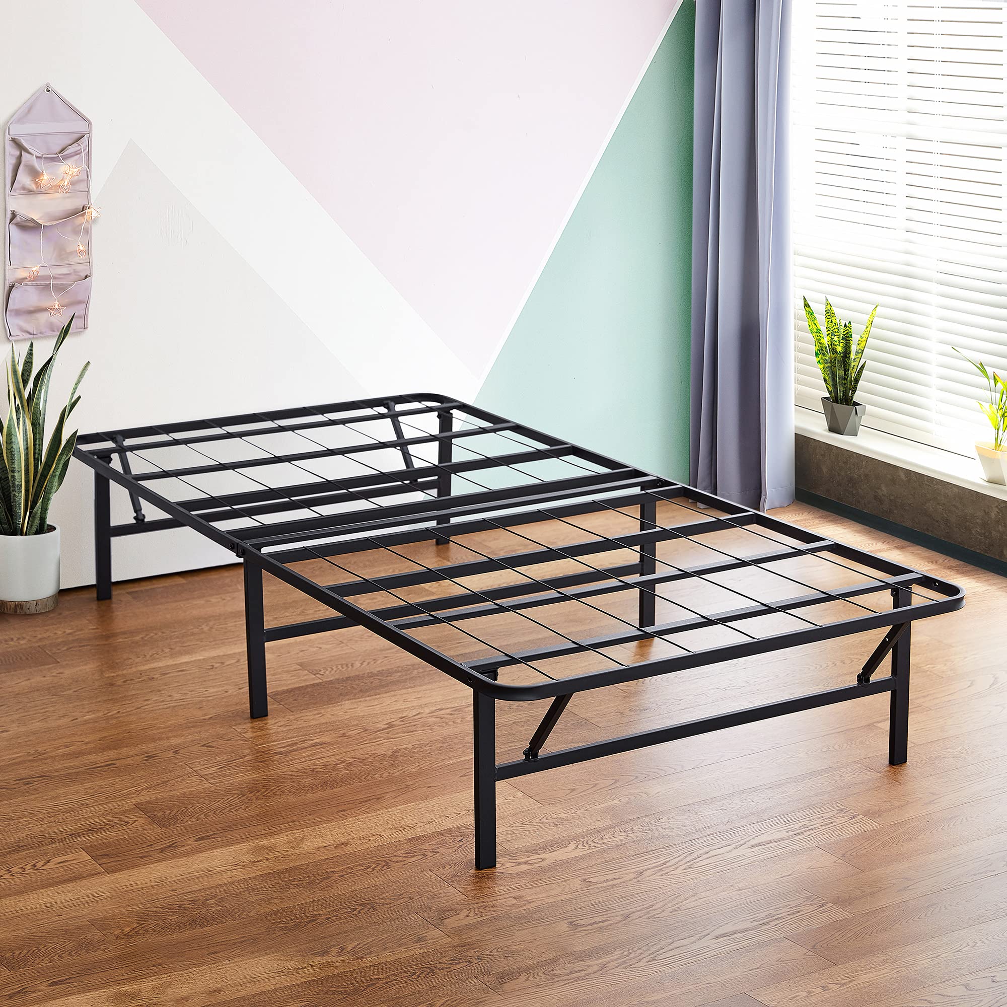 Olee Sleep 14 Inch Foldable Dura Metal Platform Bed Frame, Twin Size