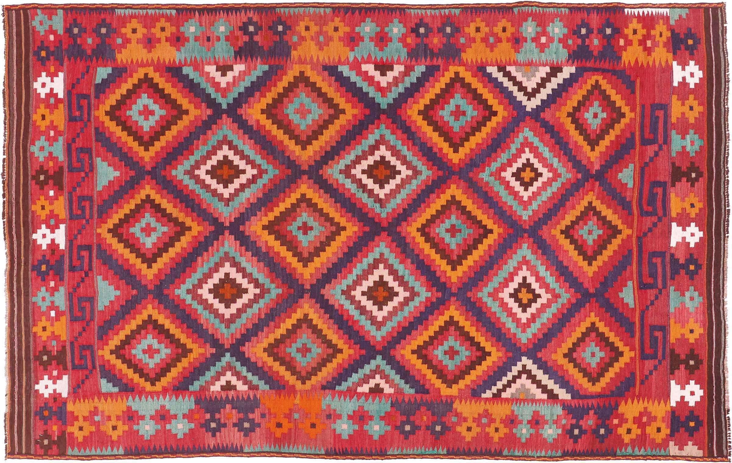 Tapis afghan Kelim Soumakh bleu 160x260 grand tapis géométrique