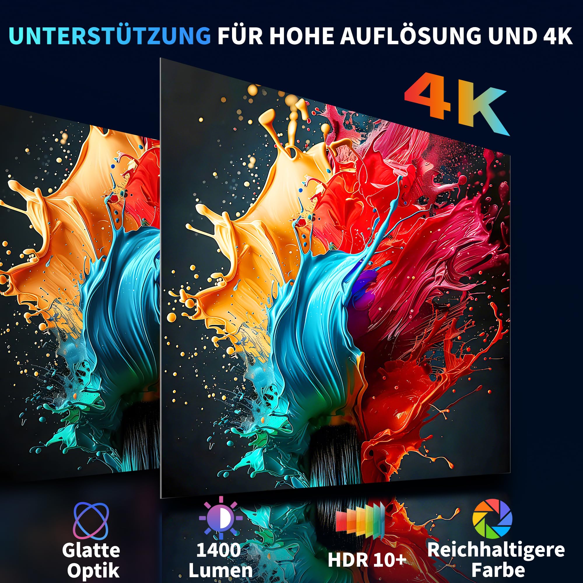 Mini Beamer Unterstützt 4K 1080P 2026 Neuer Tragbarer Projektor mit 5G WiFi 6 und BT 5.4, Beamer Klein Projektor mit Automatische Trapezialkorrektur 180 ° Drehung für HDMI/Tv Stick/USB/Laptop, Schwarz