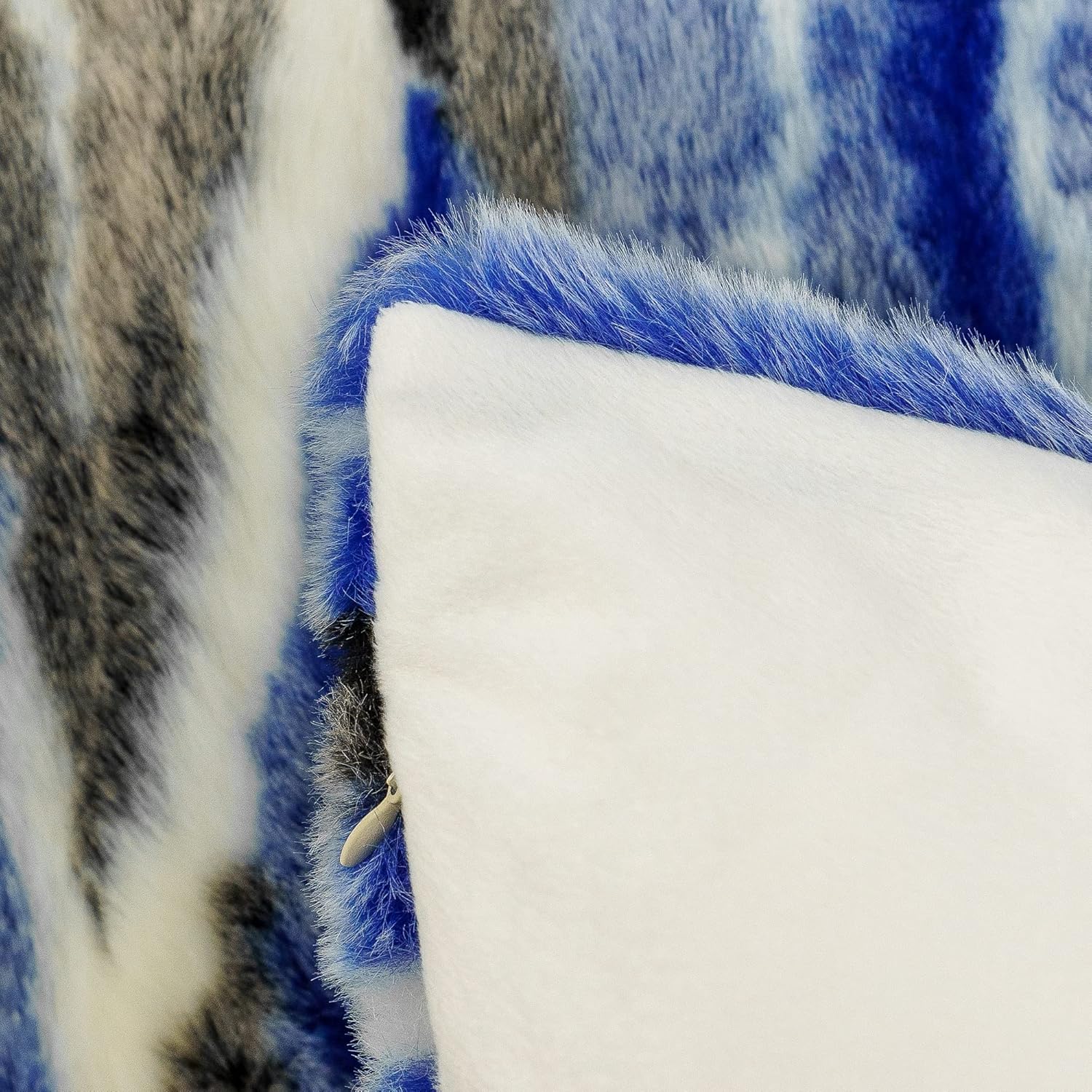 Multi Jacquard Faux Fur Decorative Euro Throw Pillow Covers 26 x 26 Inches Set of 2, Furry Fluffy Plush Soft Luxury Cushion Case Pillowcase for Couch Bed Car Bedroom Living Room, Blue Multi