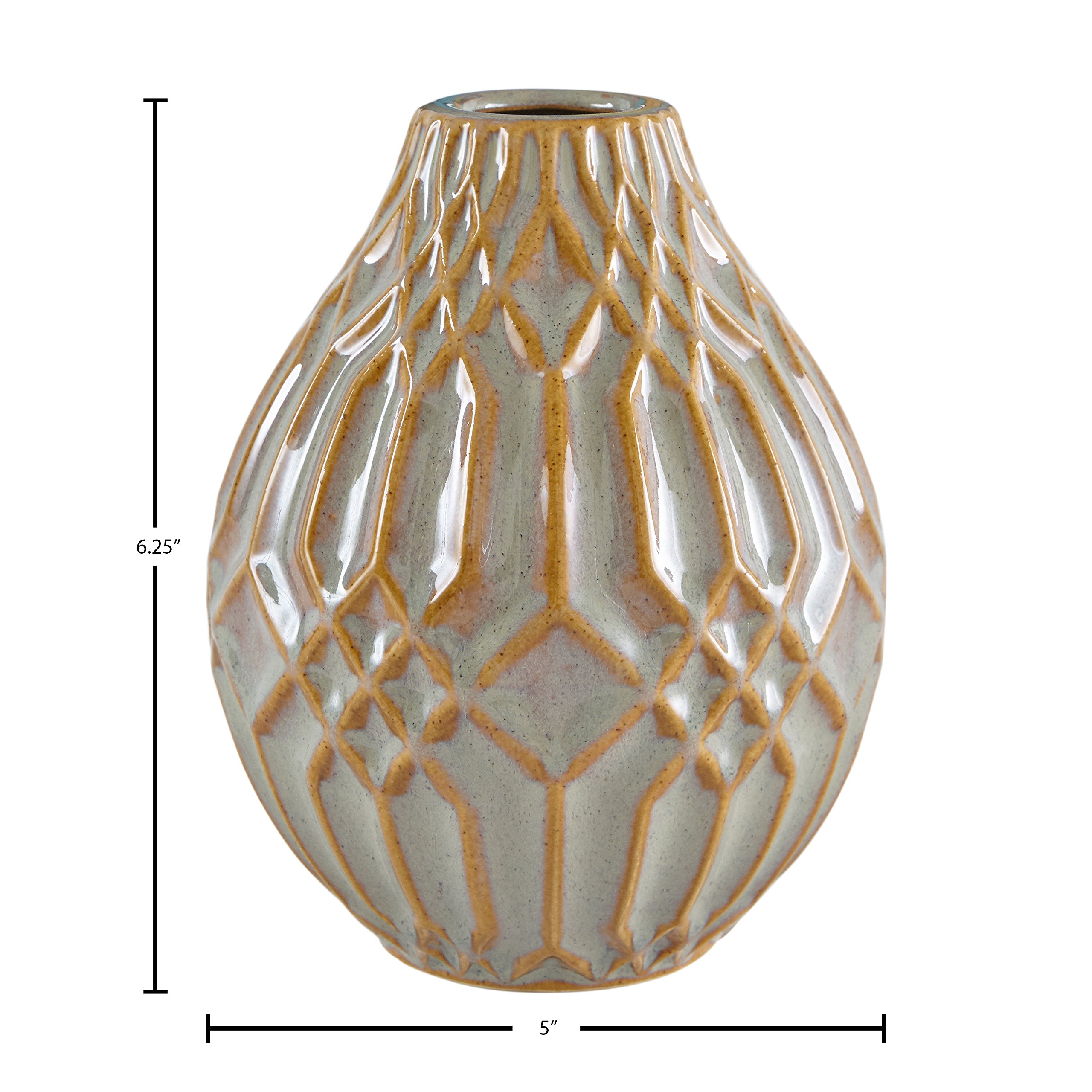 Buy Stone & Beam Modern Ceramic Vase with Geometric Pattern, 6.25