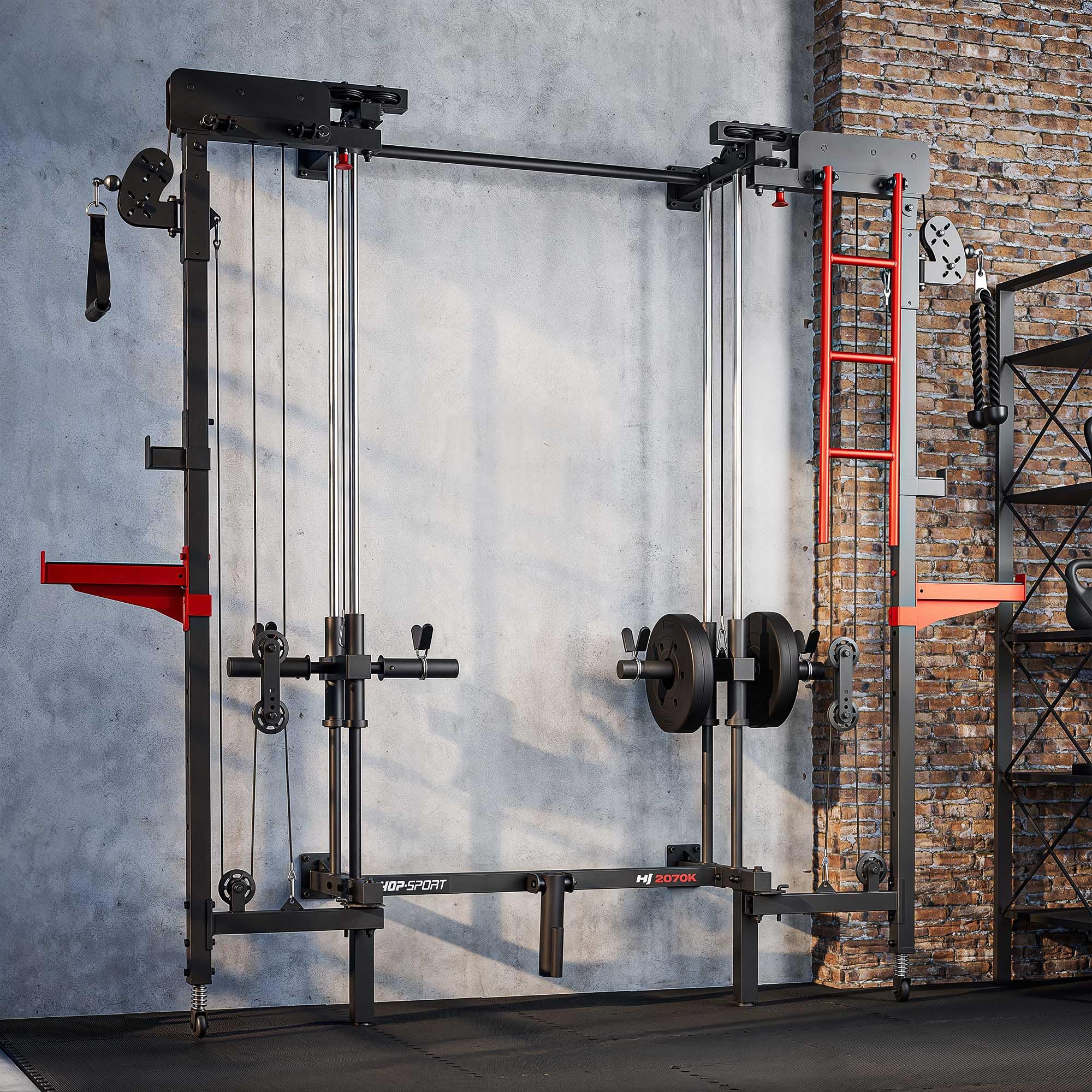 Hop-Sport HS-2070K Power Rack zur Wandmontage, 110x96x231 cm, 150 kg Belastbarkeit