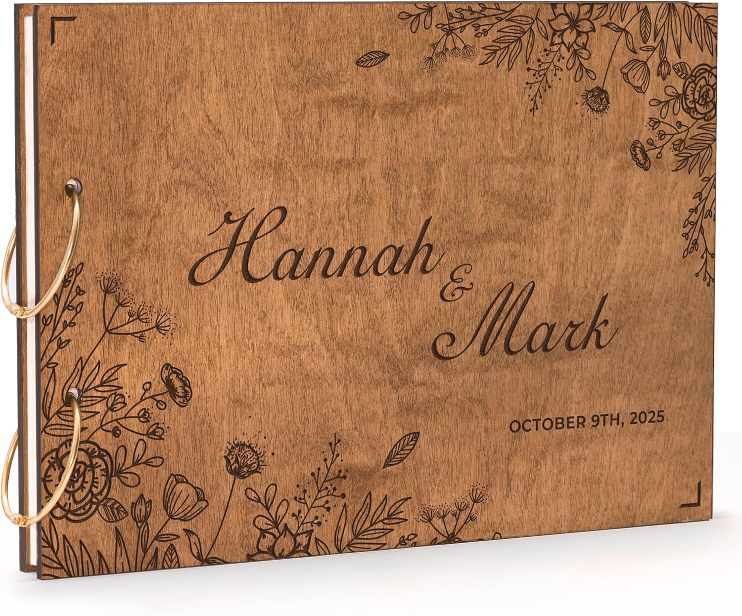 Polaroid Custom Guest Book for Wedding, Birthday Party, Personalized Pages for Signing, Rustic Style Guestbook (Walnut, Large 12"x12")