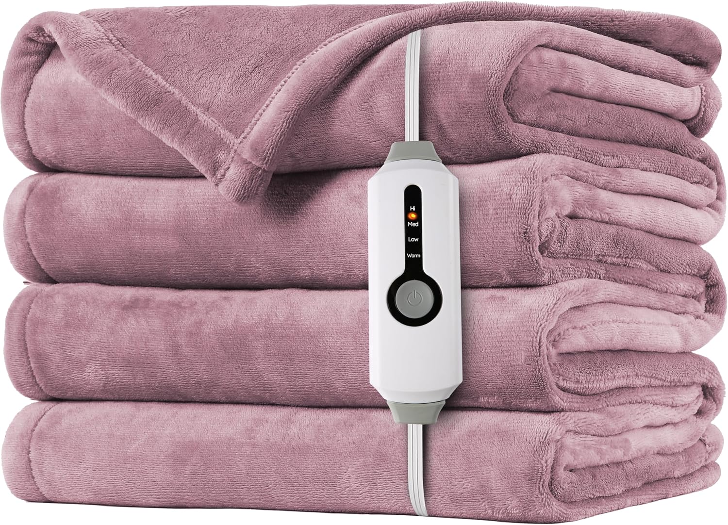 SUNNY HEAT Heated Electric Blanket Full Size 72"x84" - Cozy Warm Flannel Heated Blanket with 4 Heating Levels & 10 Auto Off - Winter Comfort Heating Blanket, Sleep Aid Bedding, Purple 05-dark Pink Full(84" x 72")