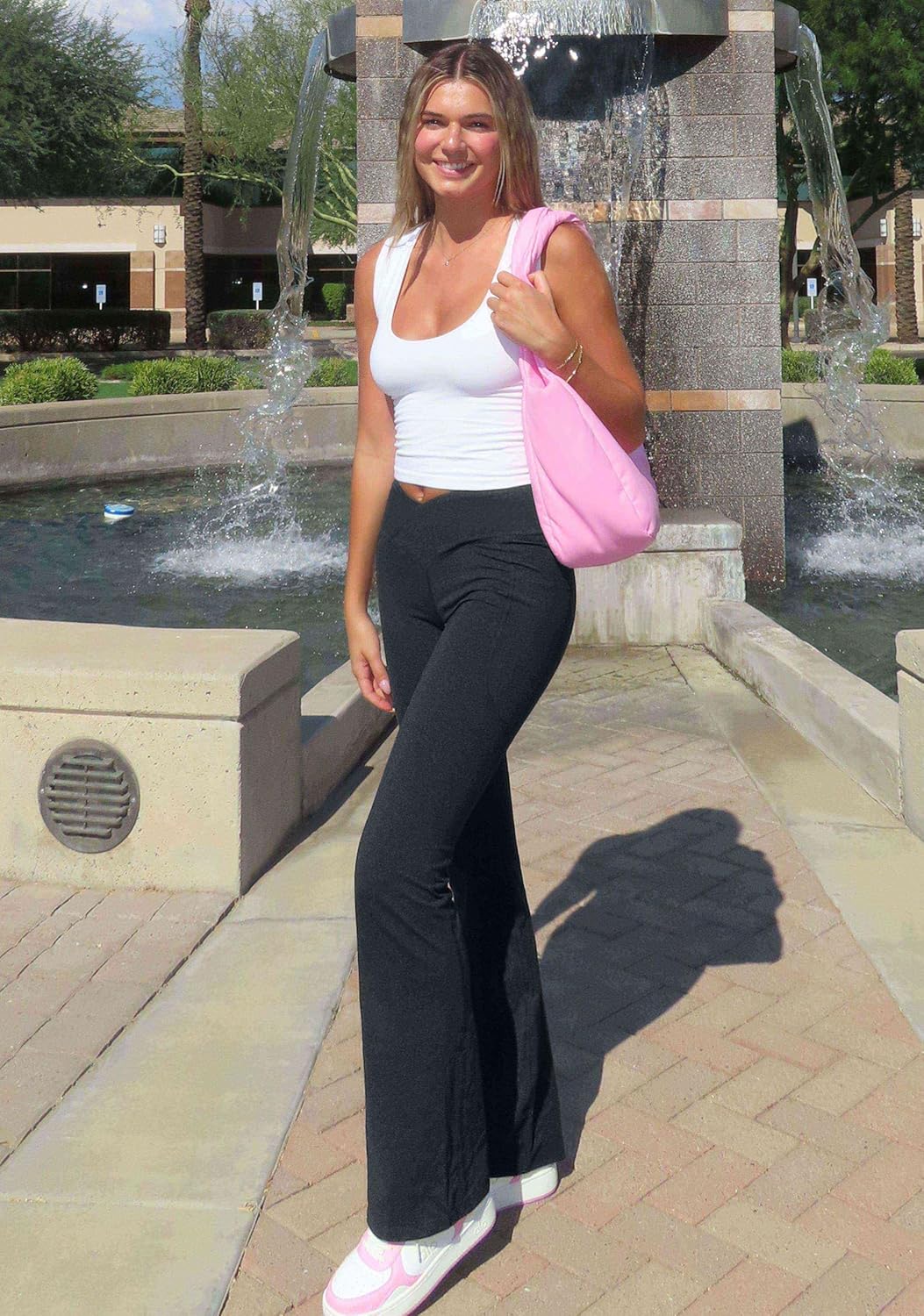 G Gradual Women's Flare Leggings Crossover Yoga Pants 29"/30.5"/32" High Waist Bell Bottom Pants for Women with Pockets(Charcoal,30.5-M) - Image 7