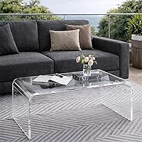 Vista 7 de 32inch Premium Clear Acrylic Rectangle Coffee Table for Living Room,Mid Century Transparent Waterfall Lowtea Table, Middle Size Table (32"x16"x16")