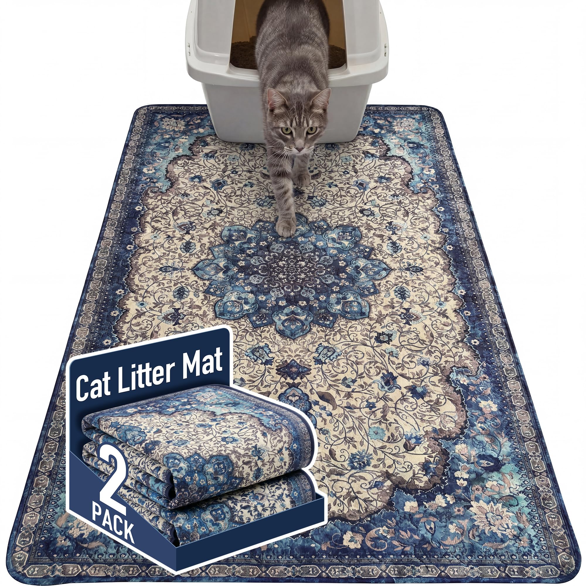 Tapis hygiénique pour chien haut de gamme Lot de 2 protections lavables bleues
