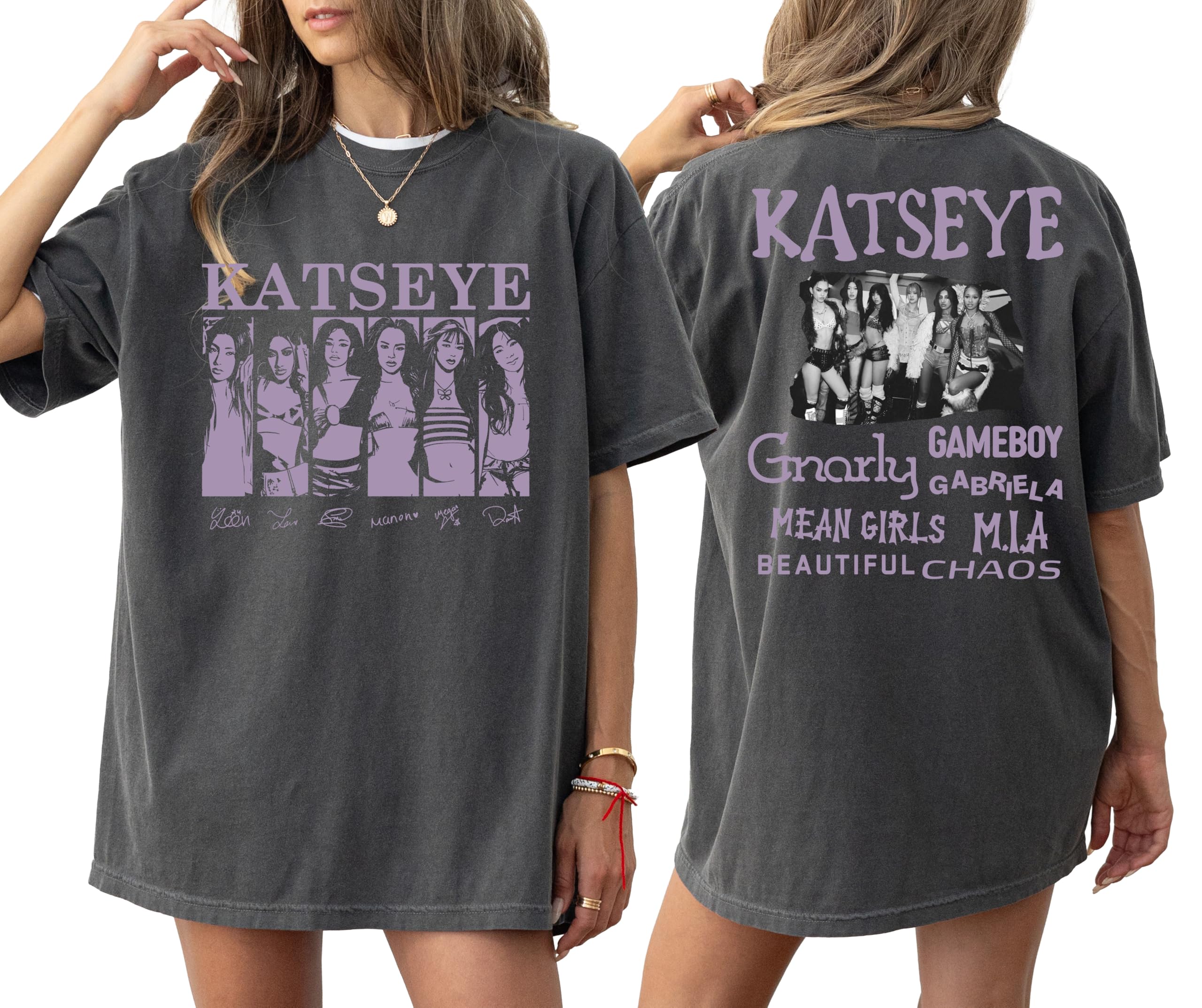 KATSEYE Vintage Double Sided Comfort Colors Shirt Pop Culture t Shirts Music Band Graphic tees Casual Streetwear Cotton Tee Multi