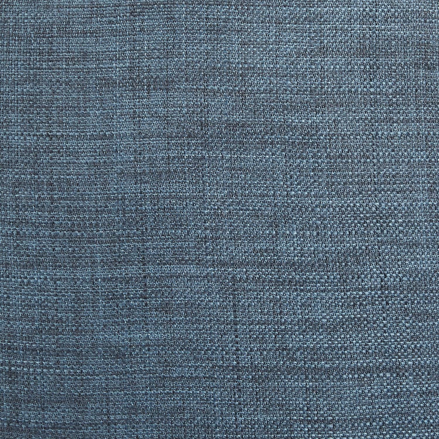 BAKAJI Pouf Contenitore Poggiapiedi in Legno con Scomparto Interno, Baule Portaoggetti con Seduta Imbottita, Sgabello Rotondo 51 x 51 x 43 cm Arredamento per Soggiorno, Cameretta (Blu Lino)