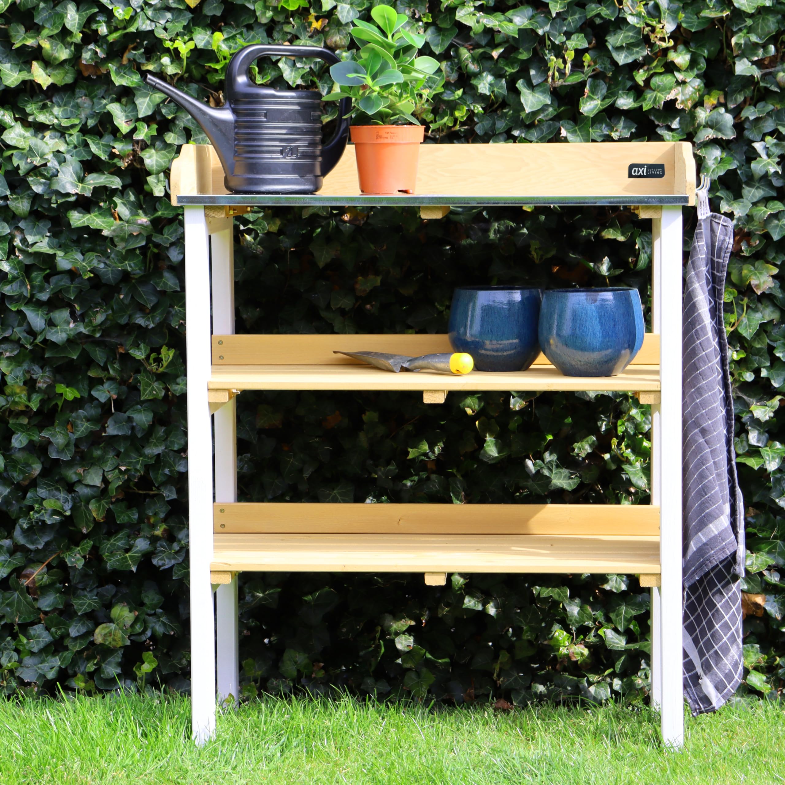 AXI Table de Rempotage avec Étagère de Rangement en Bois Marron & Blanc pour Extérieur