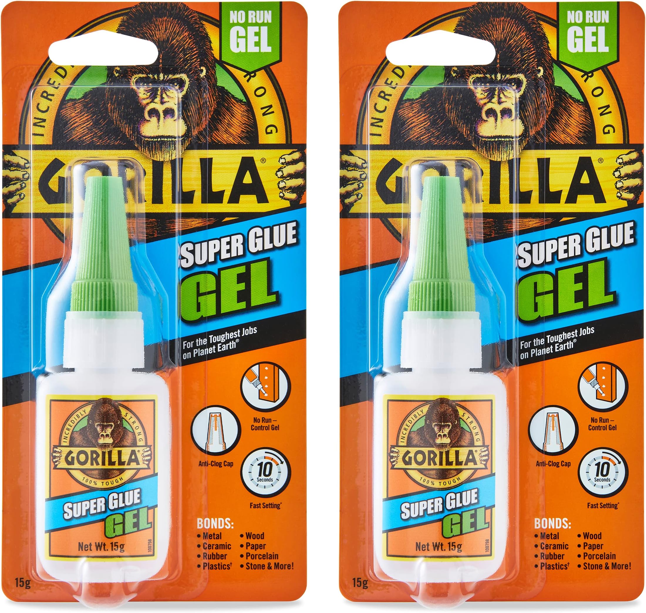 Gorilla Super Glue Gel 15g (Pack of 2)