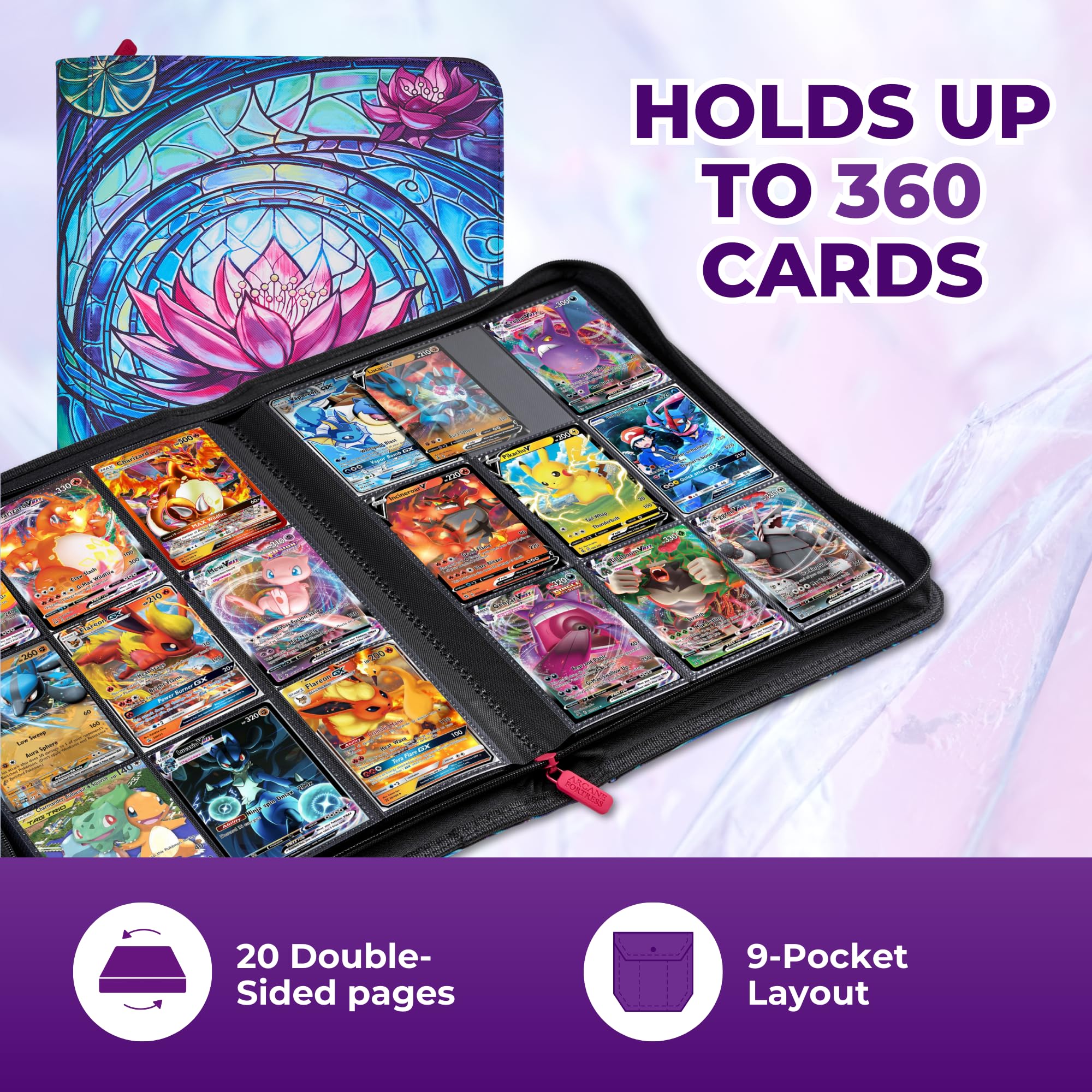 Arcane Fortress MTG Kart Bağlayıcı, 9 Cepli Sihirli Kart Albümü