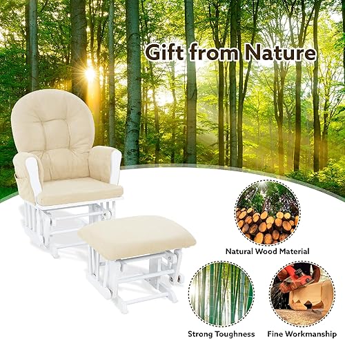 Miniatura 7 de Naomi Home Juego de mecedora y otomana para guardería, mecedora reclinable con otomana, silla mecedora para lactancia materna para habitación de