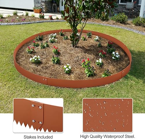 Miniatura 5 de KODOM 6 bordes de paisaje, martillo de 40 x 6 pulgadas en bordes de acero para paisajismo, borde de jardín, borde decorativo para macizos de flores,