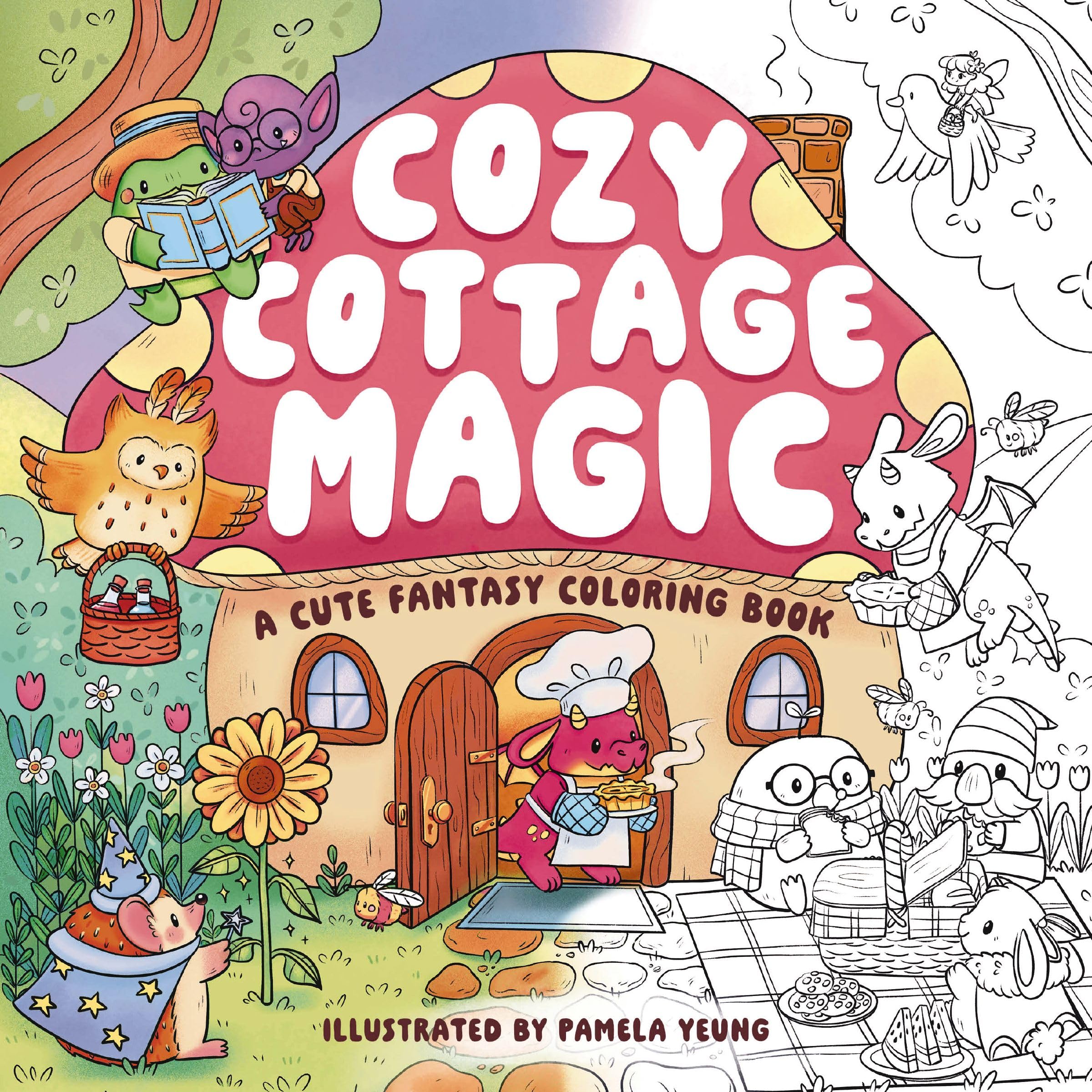 Cozy Cottage Magic: A Cute Fantasy Coloring Book