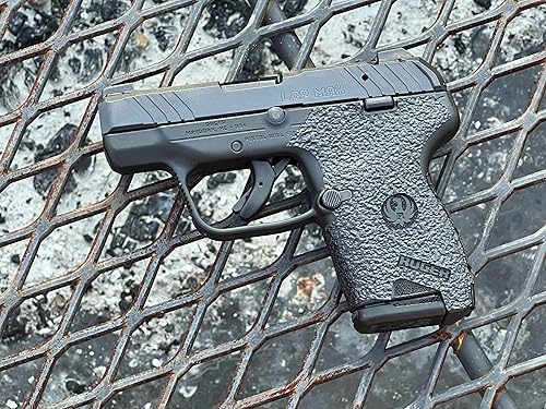 Miniatura 5 de Handleitgrips Cinta de agarre para pistola compatible con Ruger LCP Max - Cinta de agarre de pistola de goma texturizada negra con inserto rojo,