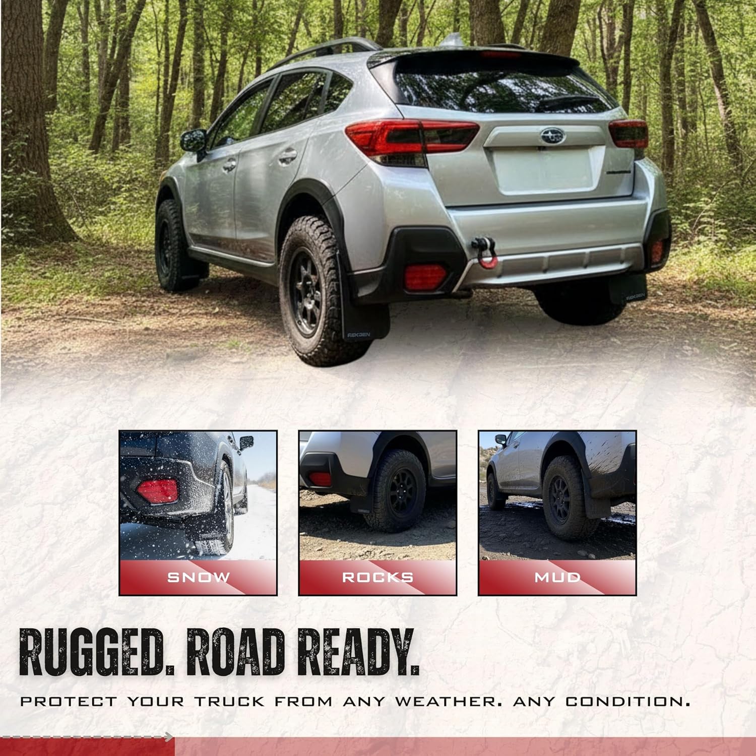 REK GEN Mud Flaps Compatible with Subaru Crosstrek 2018-2023 - Durable Mud Guards & Splash Guard Set - Complete Automotive Exterior Accessories Kit with Mounting Hardware - USA Made (Black)