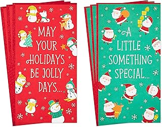 Hallmark Christmas Money or Gift Card Holders Assortment, Snowmen and Santa (6 Holiday Cards and Envelopes)