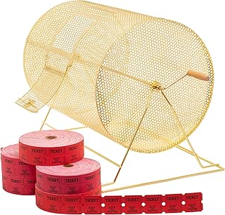 MIDWAY MONSTERS Large Brass Raffle Spinning Drum & 10000 Raffle Ticket Stubs - Great for Bingo Balls or Small Business Sup...