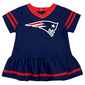 NFL New England Patriots Team Jersey Dress and Diaper Cover, Blue/red New England Patriots, 6-12 Months (138872160PTS612-417)
