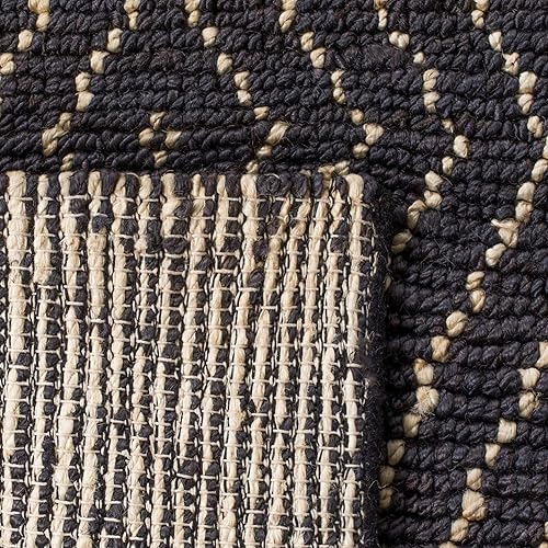 Miniatura 4 de SAFAVIEH Bohemian Collection BOH702A - Alfombra de pasillo de yute tribal marroquí hecha a mano de 2 pies 6 pulgadas x 8 pies, negromarfil