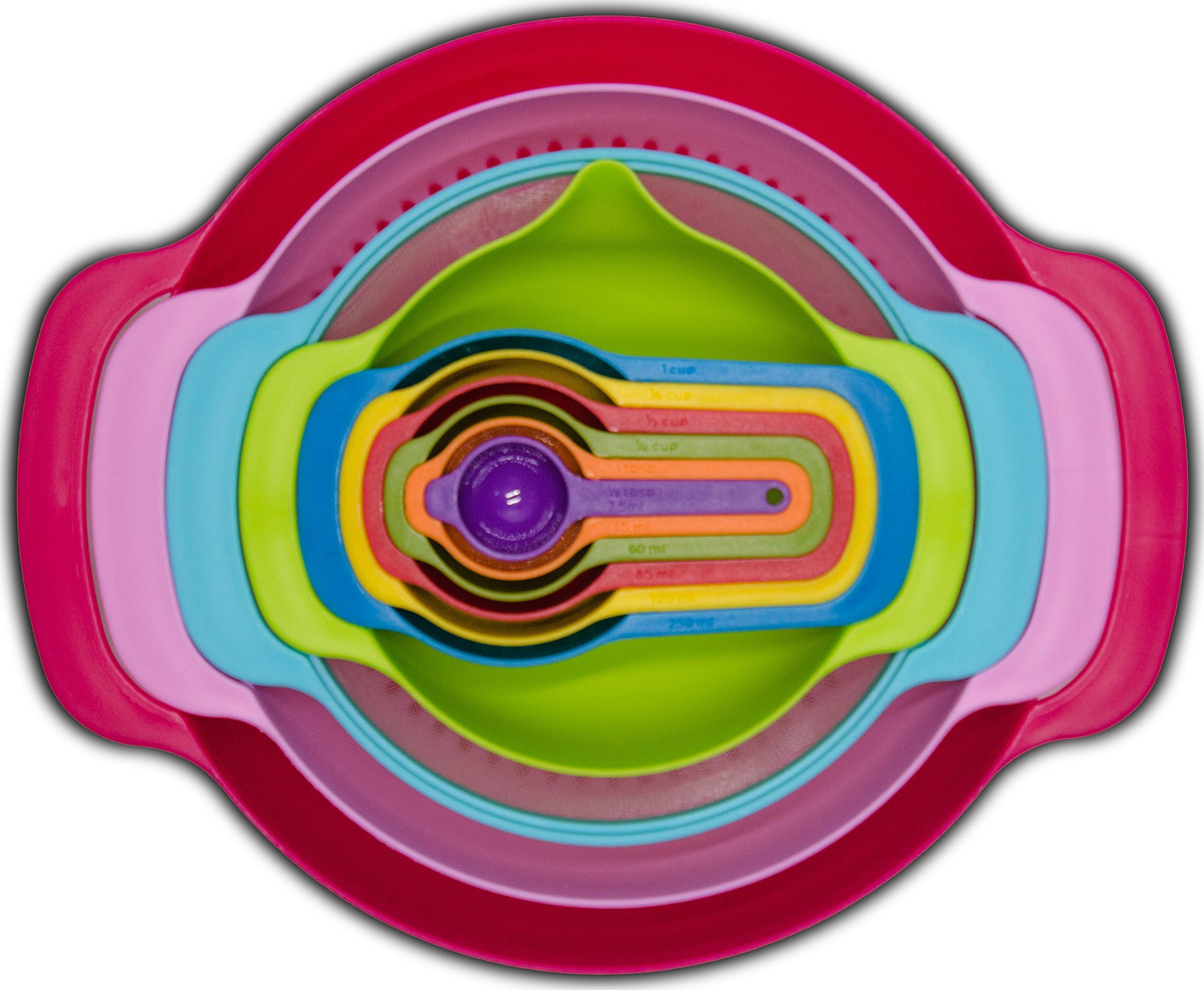 Aveline 10 Piece Compact Mixing Bowls, Food Prep and Measuring Nesting Set