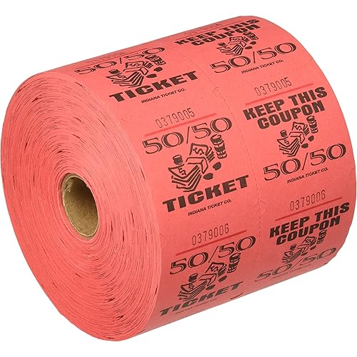 Red 50/50 Raffle Tickets : roll of 1000