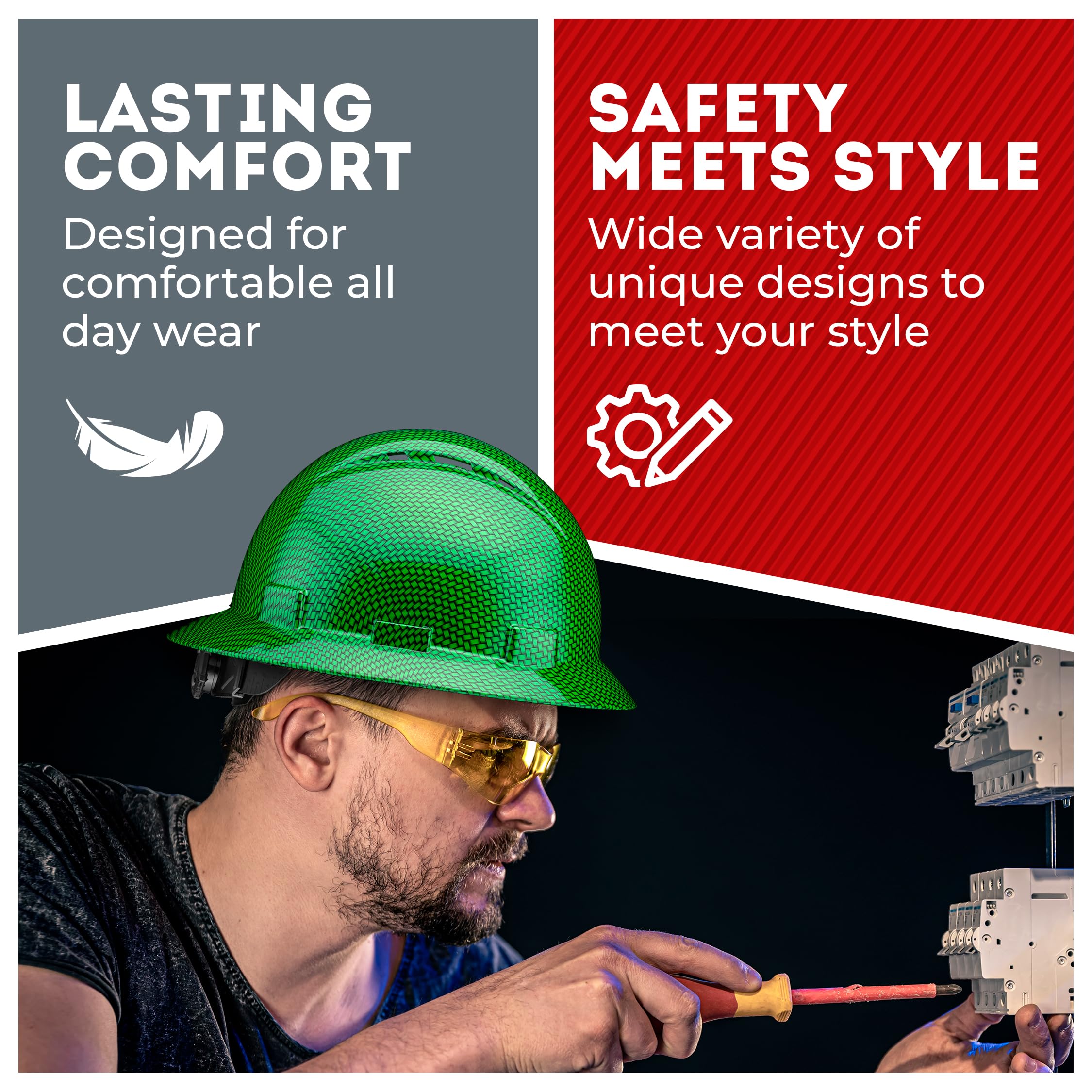 Cascos De Construccion Casque de sécurité à Large Bord ventilé rembourré OSHA Type 1 Classe C Approuvé pour Homme 6 Points à cliquet Suspension Cascos De Construccion