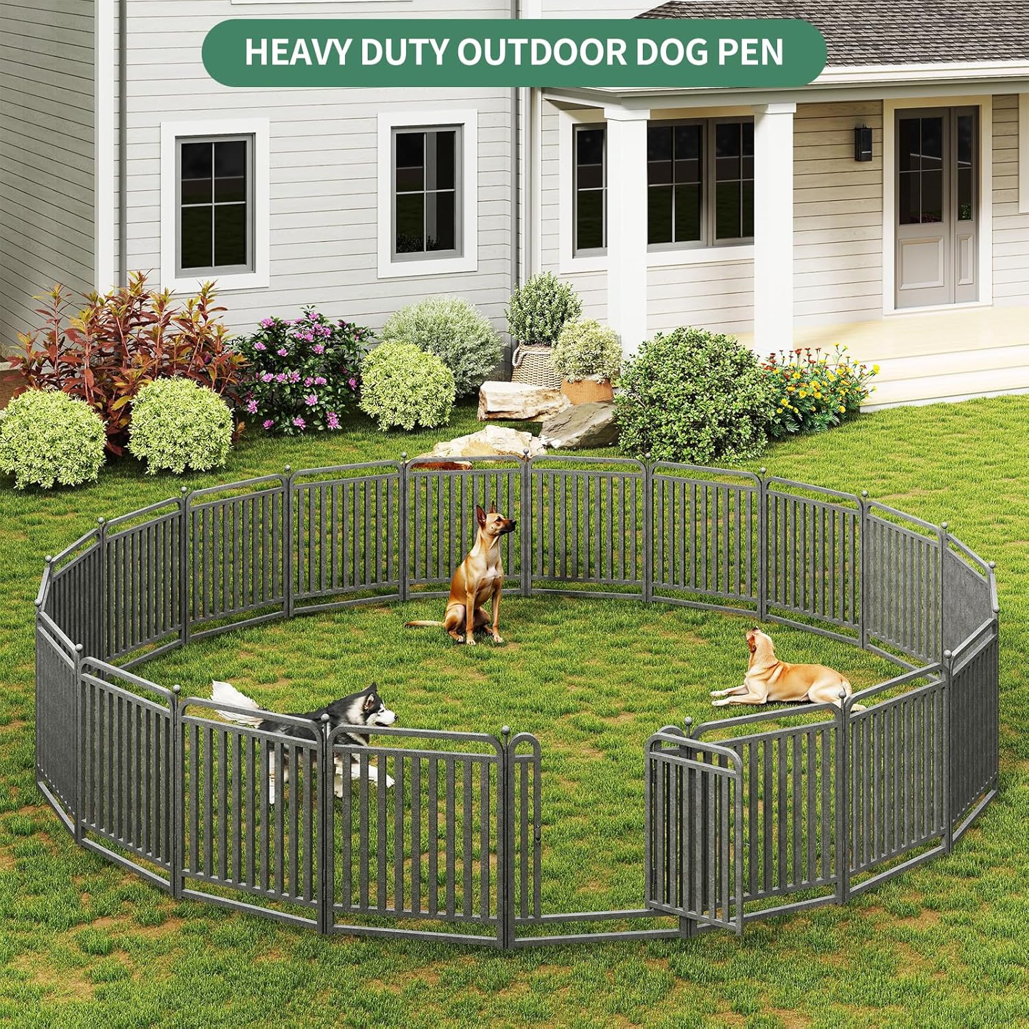32 Inch Dog Playpen Outdoor, 8 Panels Puppy Playpen Heavy Duty Dog Play Pen Indoors, Rust Resistant Dog Pen for Large/Medium/Small Dogs, Dog Fence for RV Camping