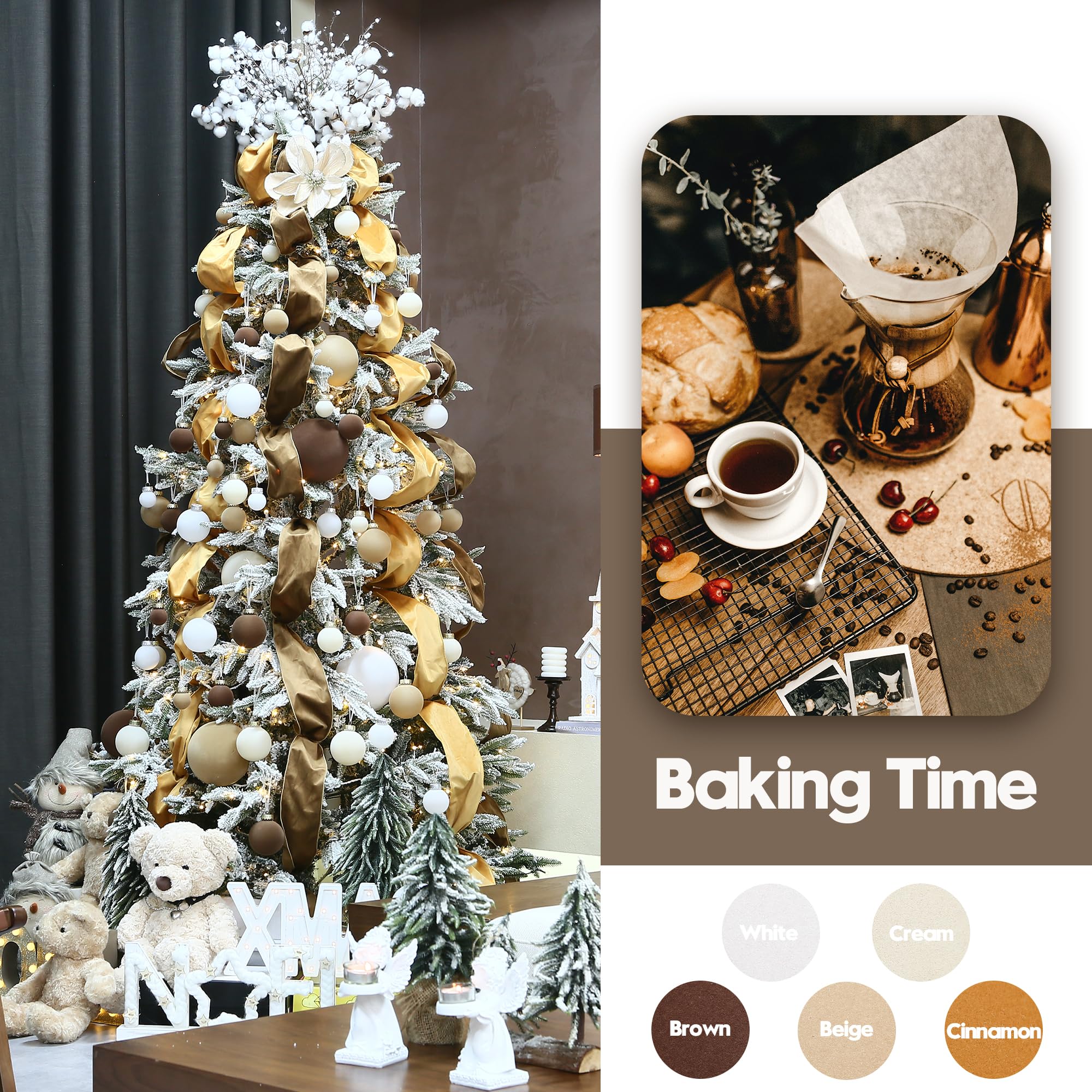 Sea Team 32er-Pack Samt Weihnachtskugeln Verschiedene Größen Beige