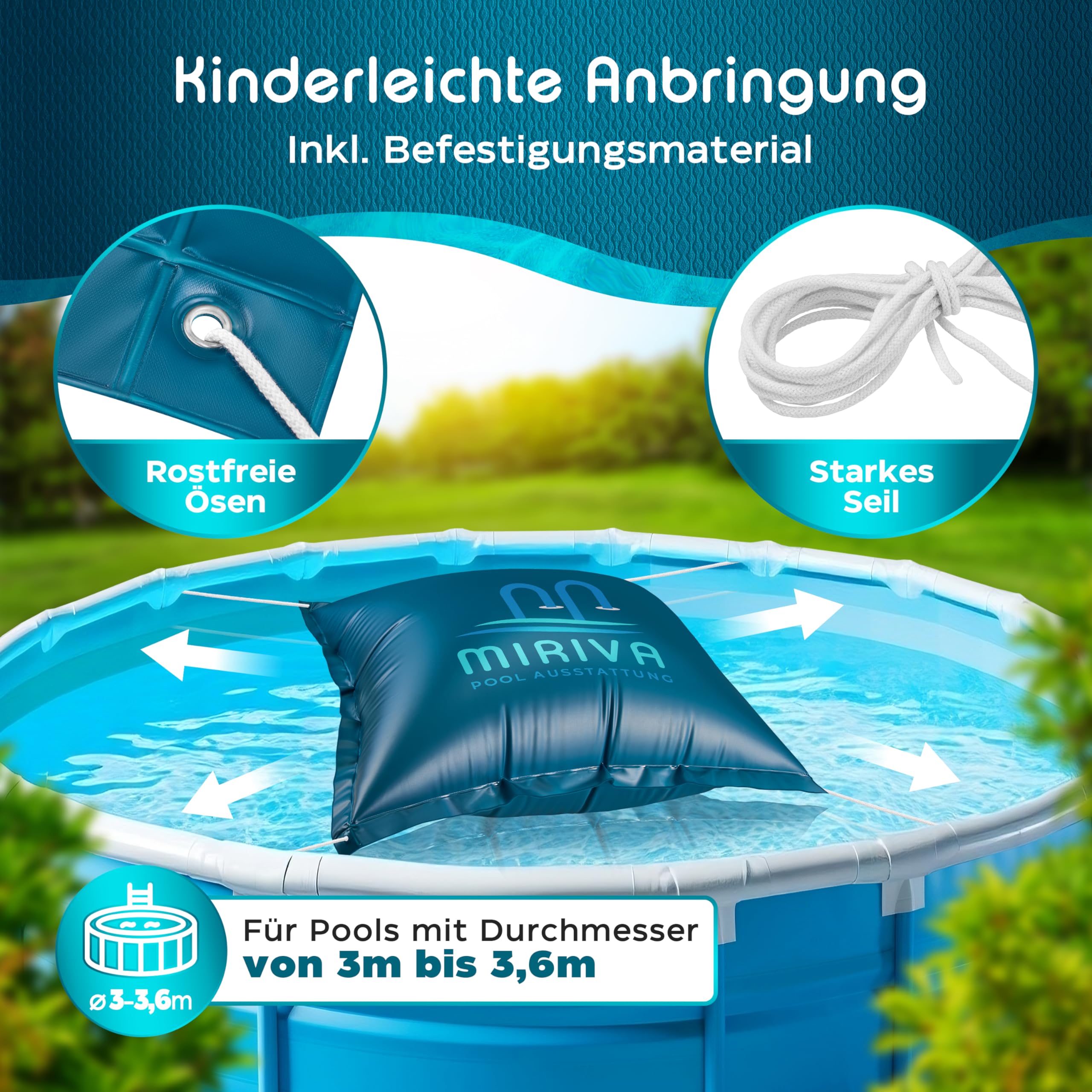 Cojín de piscina de invierno – 2 x 2,5 m – Cojín de piscina invernal – Cubierta de piscina de invierno – Cojín de aire para piscina (2 x 2,5 m)