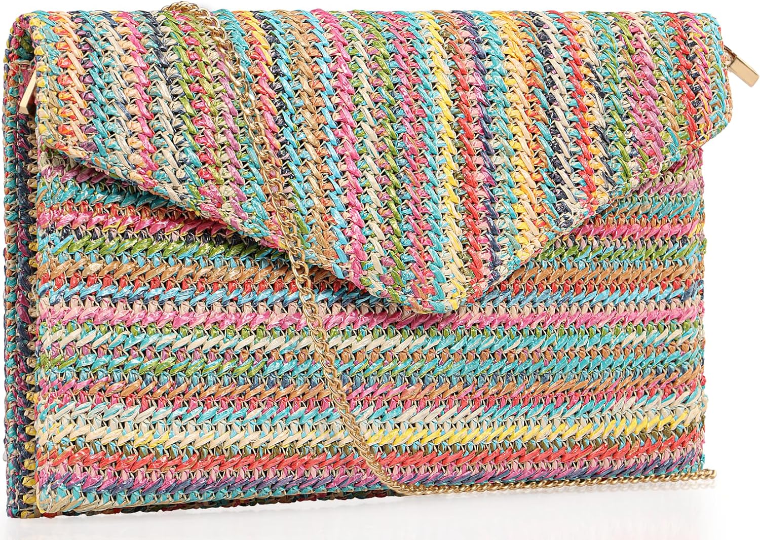 Summer Woven Straw Clutch Purse for Women,Elegant Beach Crossbody Bag, Boho Evening Handbag