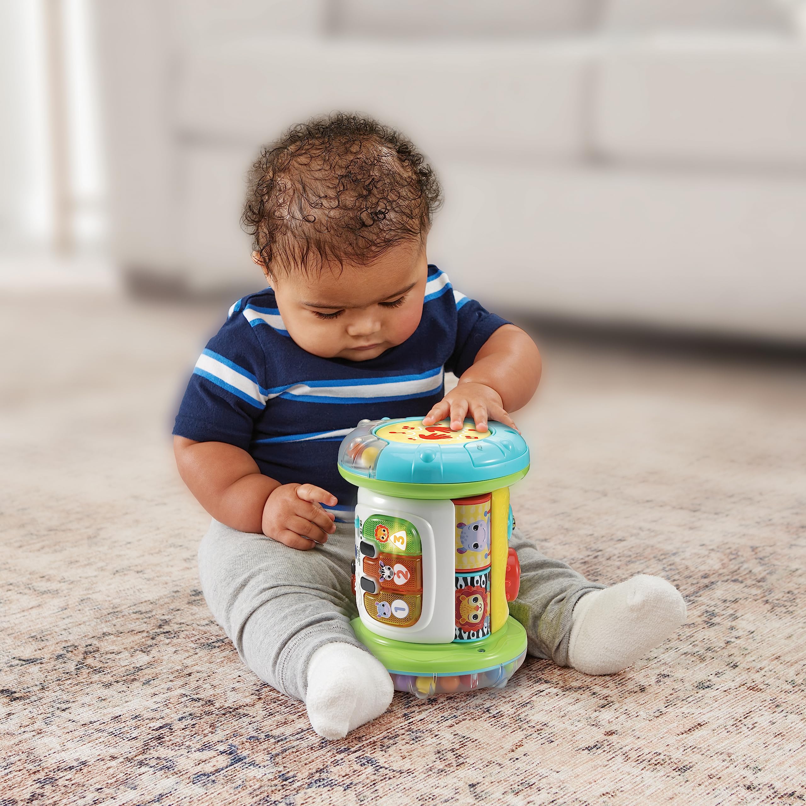 VTech-Baby Rodillo mágico Interactivo 3 en 1, Juguete multiactividades para bebés +6 Meses, Tambor, Piano y Centro de Actividades, Aprende música, Enseña Vocabulario básico, Versión ESP