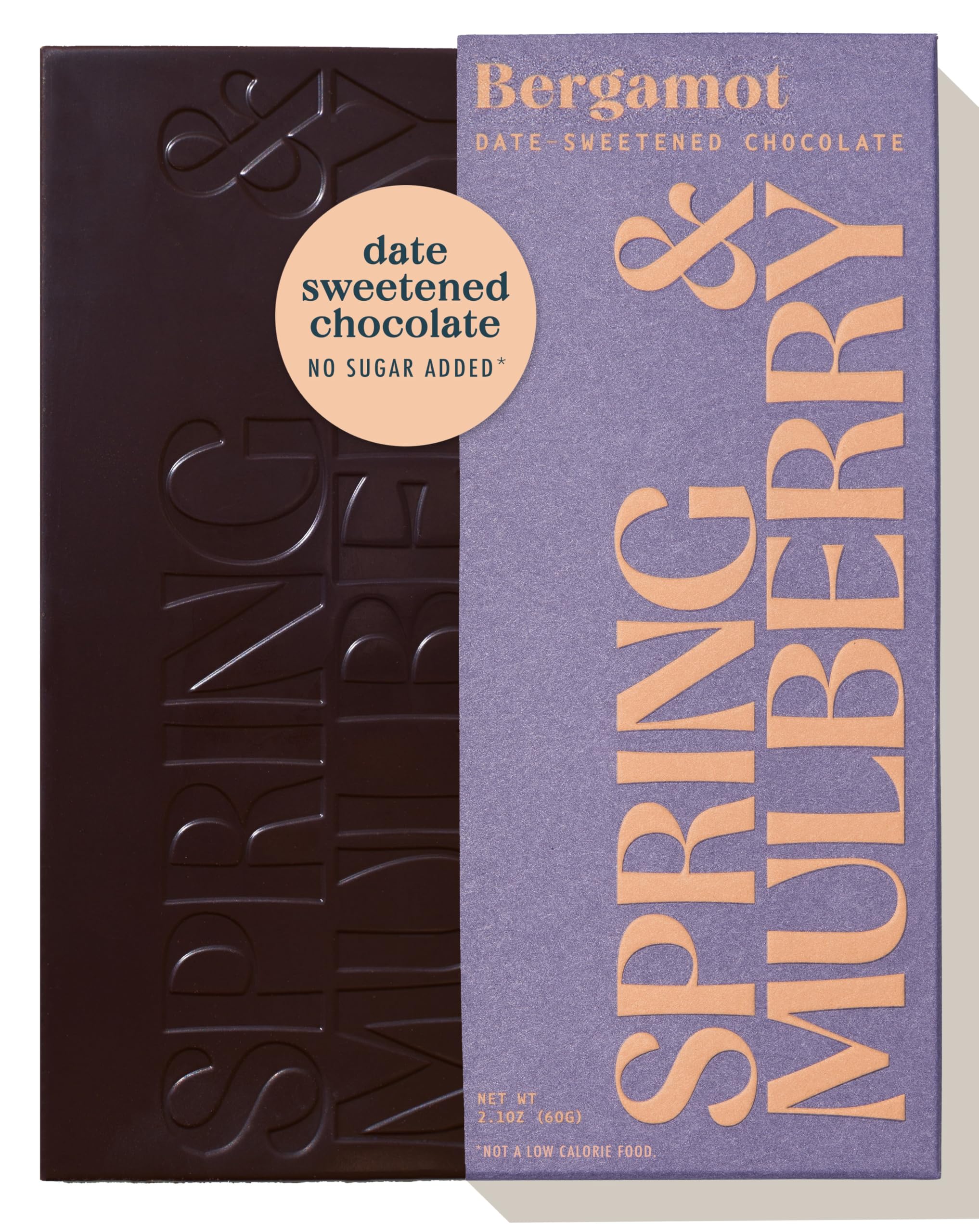 Spring & Mulberry Dark Chocolate Bars – Healthy Chocolate, Date-Sweetened - Bergamot 3 Pack