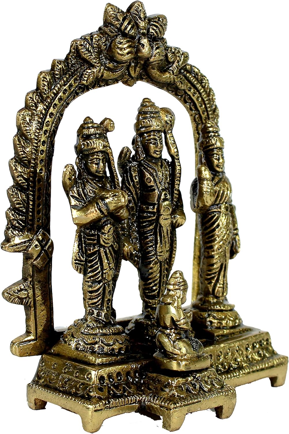 Size  5.5 Brass Ram Darbar (Rama, Sita, Laxman, Hanuman) Murti Idol Statue Sculpture