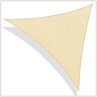 Vista 2 de ColourTree CTAPRT16 - Toldo tipo vela triangular beige de 12 x 12 x 12 pies, tela de malla con bloqueo UV, resistente comercial, 5.35 ozm, 3 años