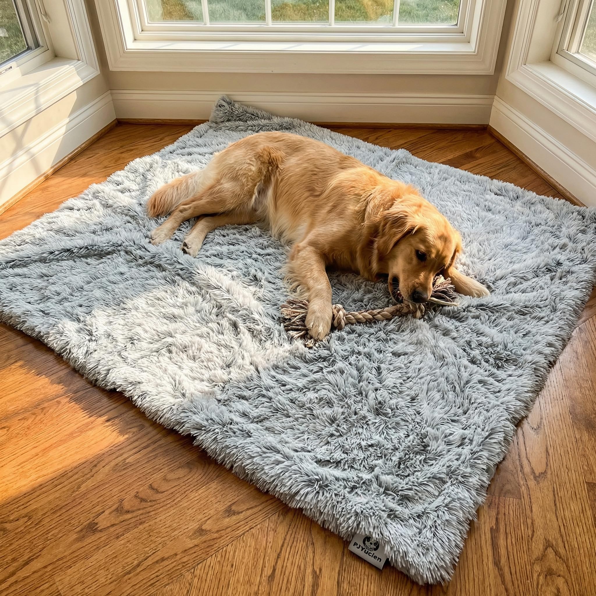 PJYuCien Large Dog Blanket, 80" x 60" Reversible Fleece Sherpa Blankets, Soft Plush Pet Throw for XL Dogs, Washable Cozy Furniture Protector for Couch/Bed, Grey
