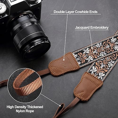 Miniatura 155 de Padwa Lifestyle Correa de cámara a rayas, de 1.5 pulgadas, suave tejido de cuerda de algodón, correa de hombro para fotógrafos y todas las cámaras