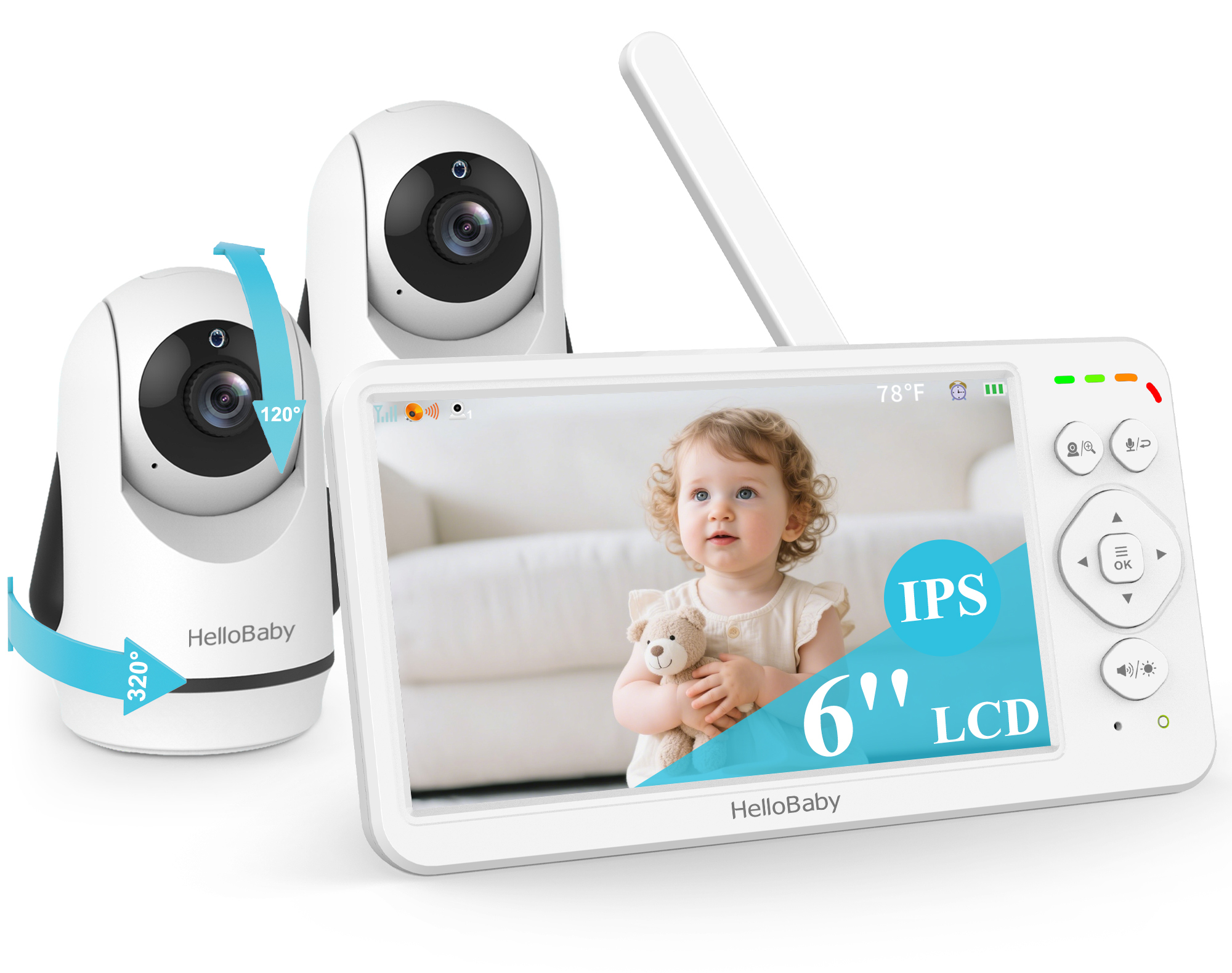 Hellobaby デジタルワイヤレスビデオベビーモニター 4.0インチ Amazon.com: HelloBaby Baby Monitor with 2 Cameras 6