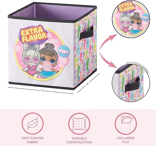 Miniatura 80 de Idea Nuova Disney Minnie Mouse - Juego de dos espaciosos cubos de almacenamiento plegables, 10 x 10 pulgadas, Minnie Mouse / rosa Tiburón bebé,Baby