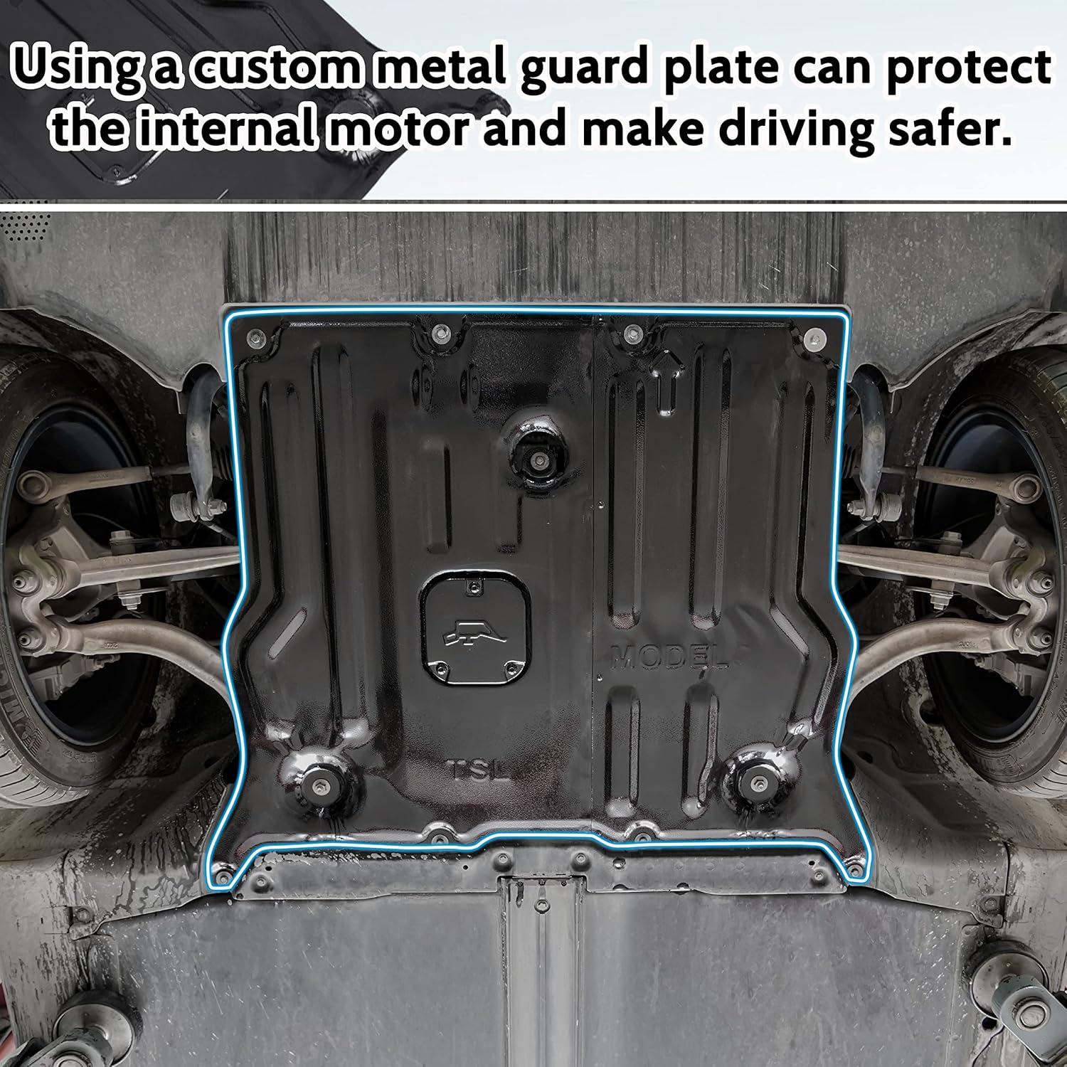 Front Rear Skid Plate Set Under Engine Guard Cover Splash Shield Cover for Tesla Model 3 2017-2024 / Model Y 2020-2024 Accessories - 2PCS