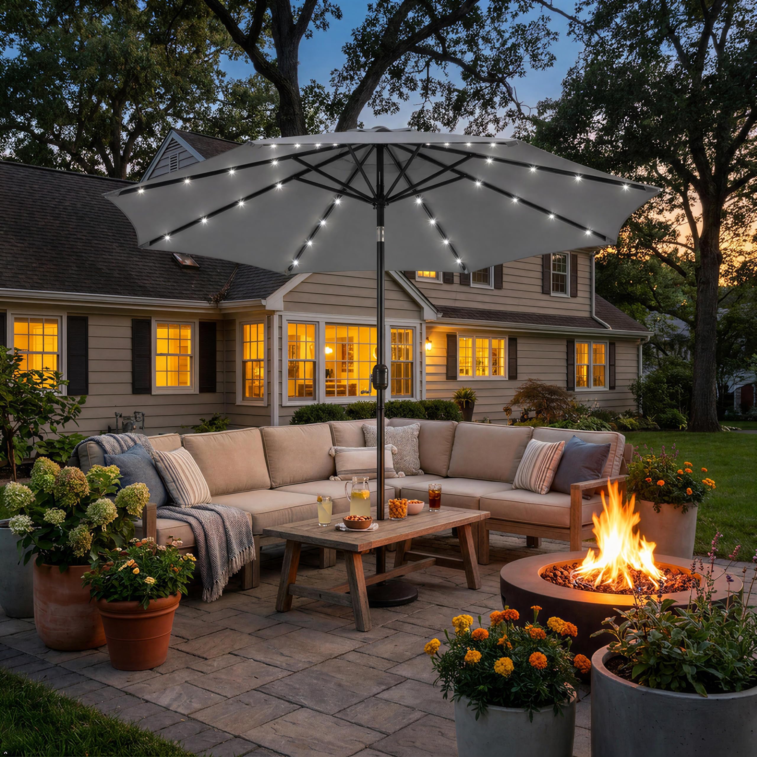 amazon solar powered patio umbrellas Amazon.com : Yaheetech 9FT Solar Powered Patio Umbrella