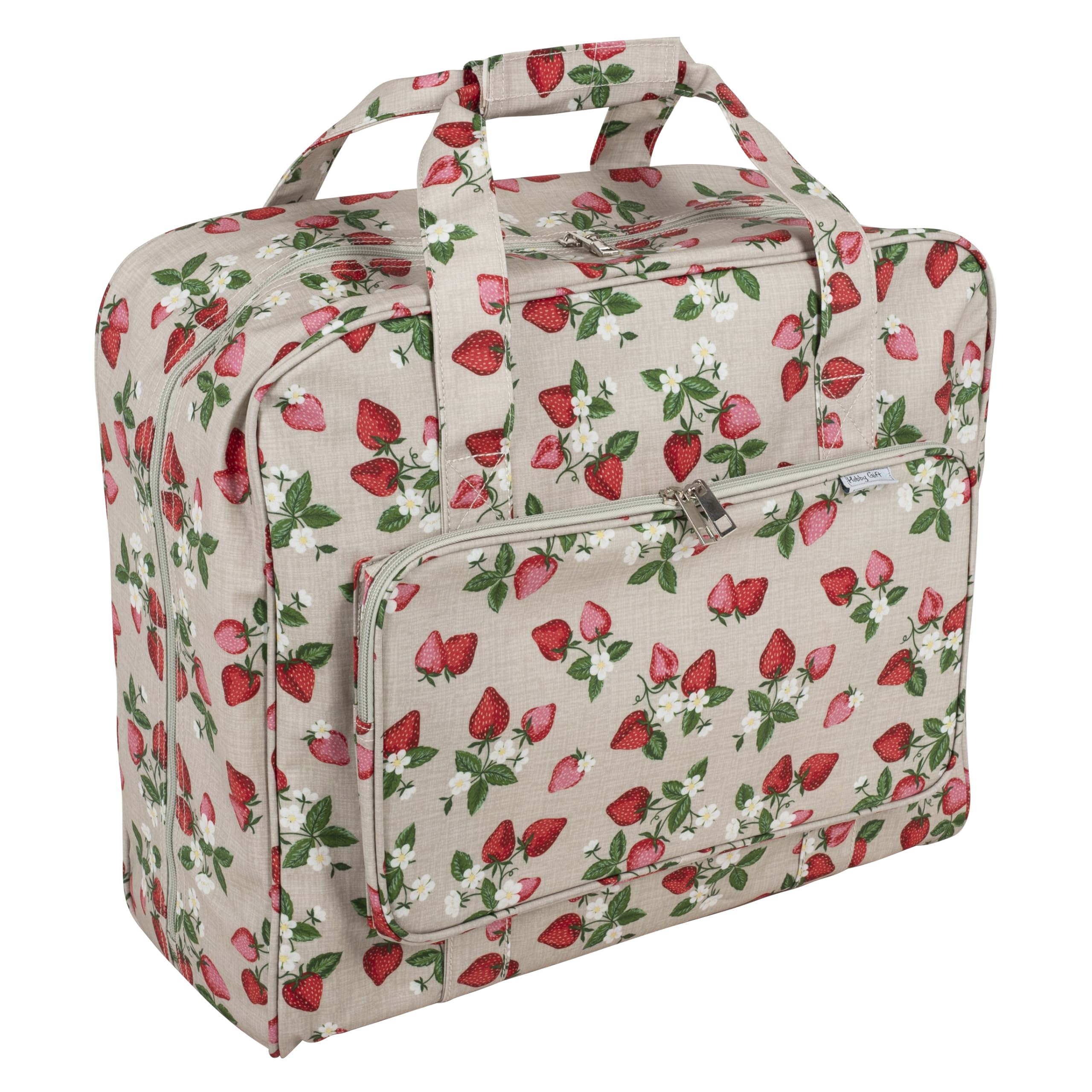 Hobby Gift Sewing Machine Bag - Heavy Duty Padded Carry Bag with Zip Closure, Water-Resistant Large Sewing Bags and Storage for Supplies - 20 x 44 x 38cm, Strawberries