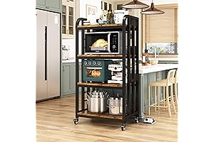 4-Tier Kitchen Bakers Rack with Wheels: Roll Away Kitchen Storage Solution