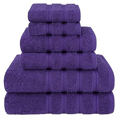 American Soft Linen Luxury 6 Piece Towel Set, 2 Bath Towels 2 Hand Towel 2 Washcloths, 600 GSM 100% Cotton Turkish Towels for Bathroom, White Towel Sets