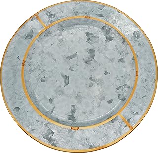 SARO LIFESTYLE Sousplat Collection Gold Rim Galvanized Charger Plates (Set of 4), 13