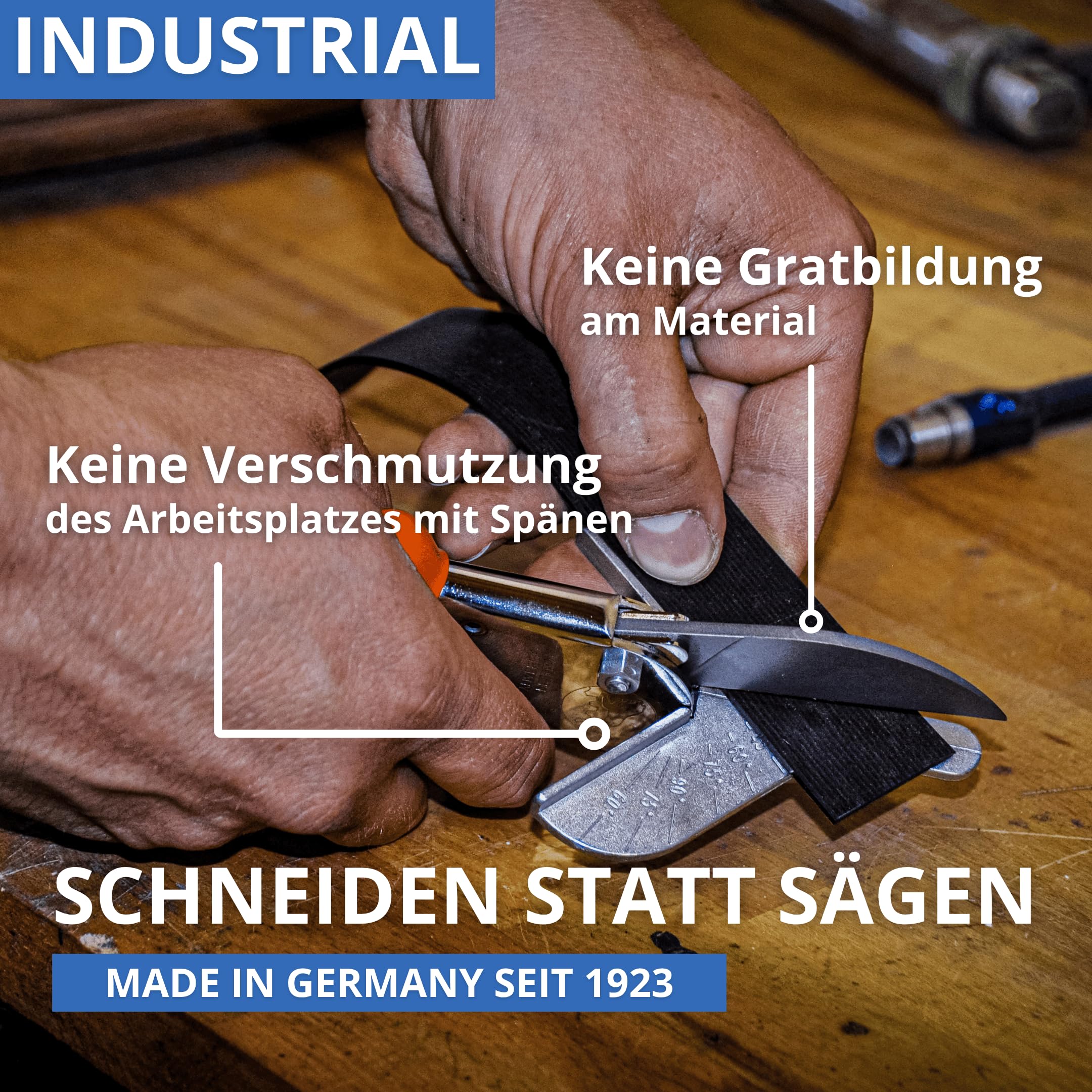 Original LÖWE Gehrungsschere 3.104 mit 45 Grad Anschlägen für professionellen Einsatz in Industrie und Handwerk - Amboss Winkelschneider für präzisen Schnitt an Kunststoff Gummi Holz PVC Leder, Metall