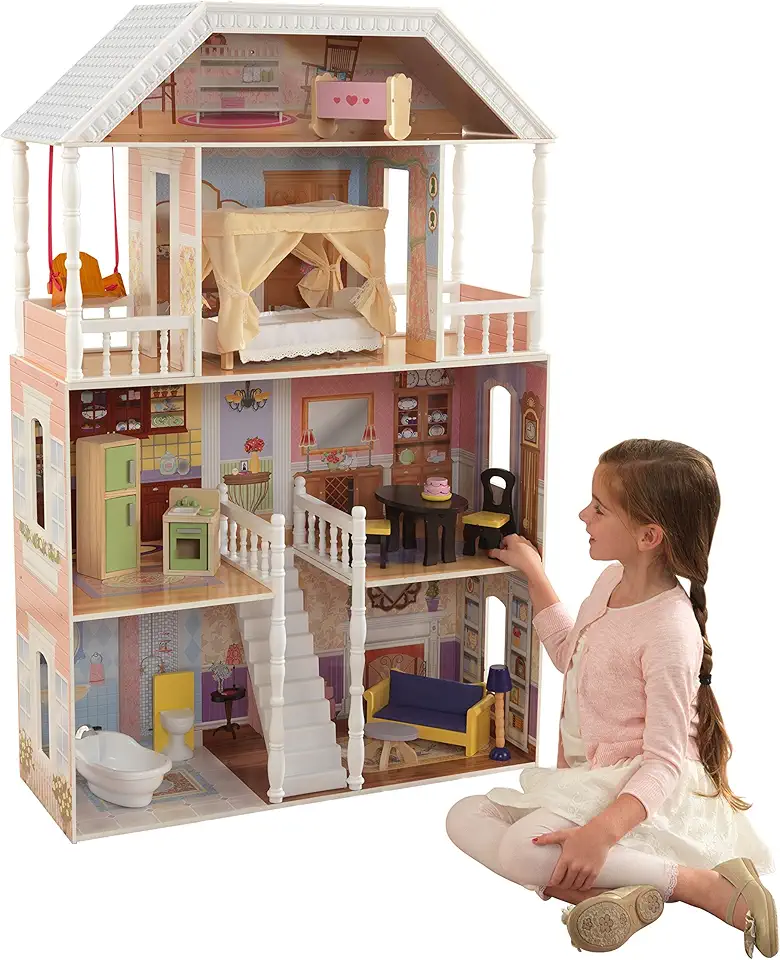 casa de muñecas kidkraft de 3 niveles con accesorios